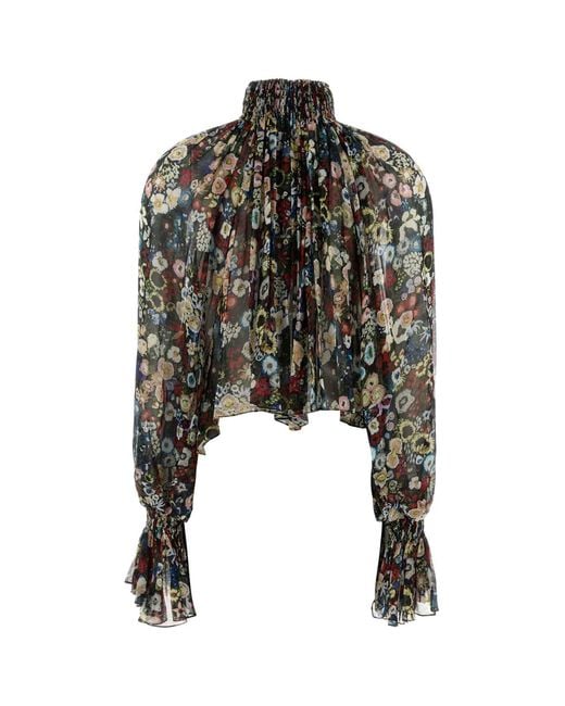 Khaite Black Printed Crepe Blouse