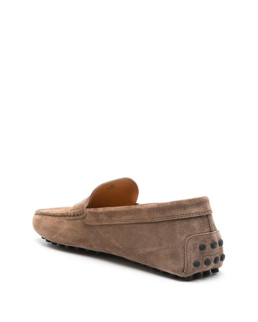 Tod's Brown Suede Rubber Driving Loafers