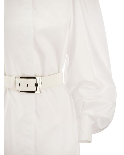 Elisabetta Franchi Katoenen Popelin Shirt Minidress in het White