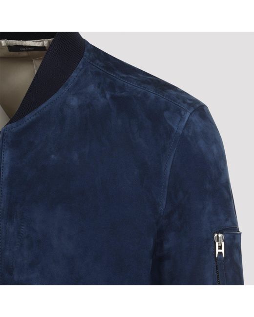 Tom Ford Blue Soft Suede Bomber