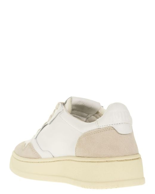 Autry White Medalist Low - Leather And Suede Sneakers