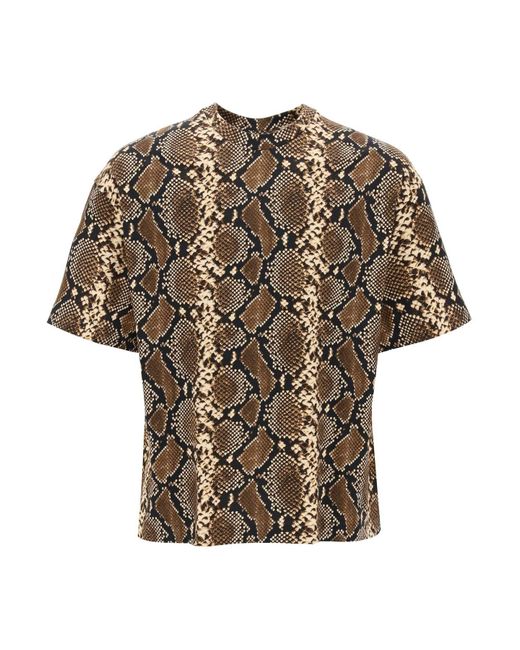 Jil Sander Brown Python Patterned Crewneck T Shirt