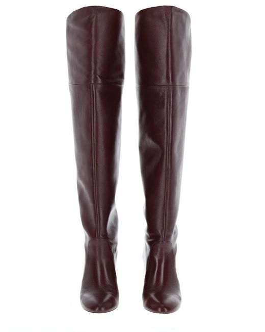 Stuart Weitzman Purple Leather Over The Knee Boots Babette