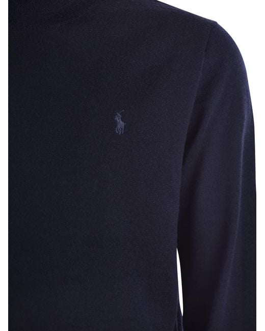Suéter de cuello de cuello de lana de Polo Ralph Lauren de hombre de color Blue