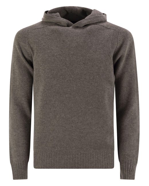 Tagliatore Gray Virgin Wool Sweater With Hood for men