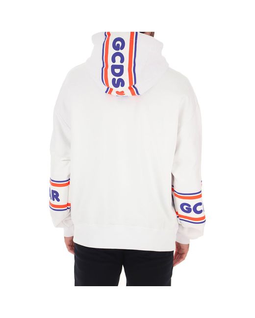 Gcds White Logo Hooded Sweatshirt for men