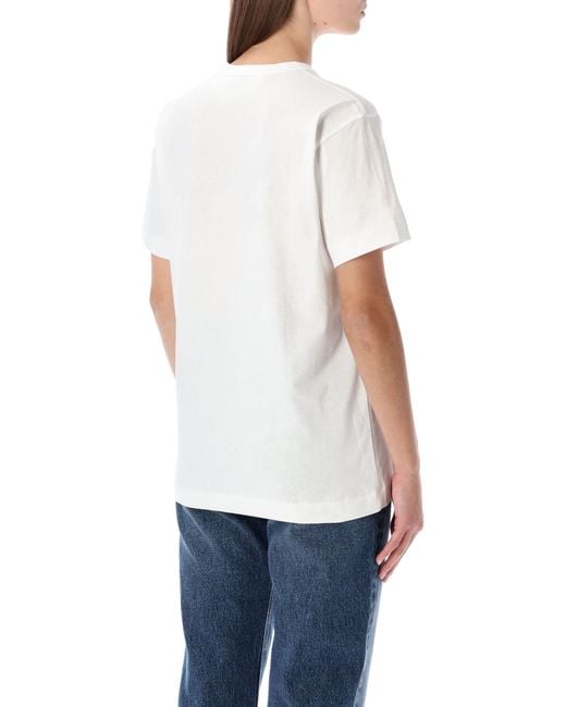 COMME DES GARÇONS PLAY White T-shirt With Studded Red Heart