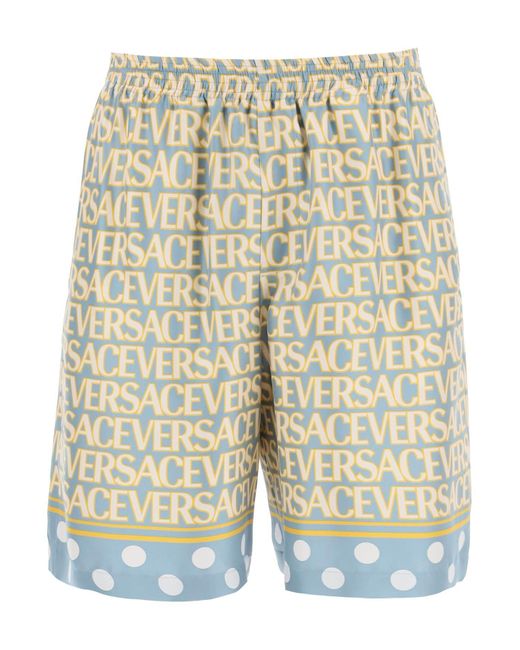 Pantalones cortos con motivo Allover Versace de hombre de color Blue