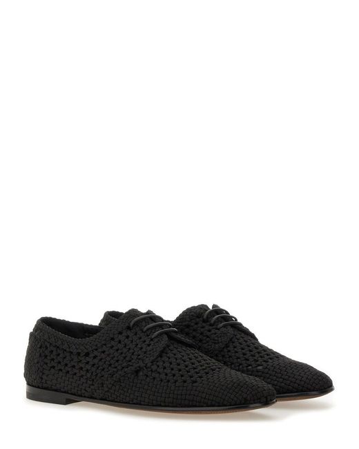 Dolce & Gabbana Black Woven Fabric "Derby" Shoe