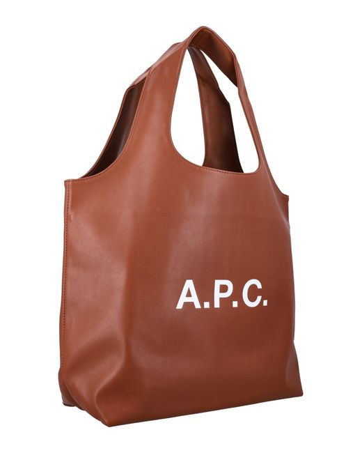 A.P.C. Brown Ninon Tote Bag With Logo