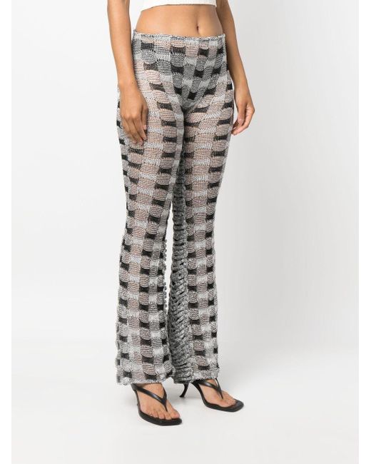 Isa Boulder Gray Check-Pattern Knit Trousers