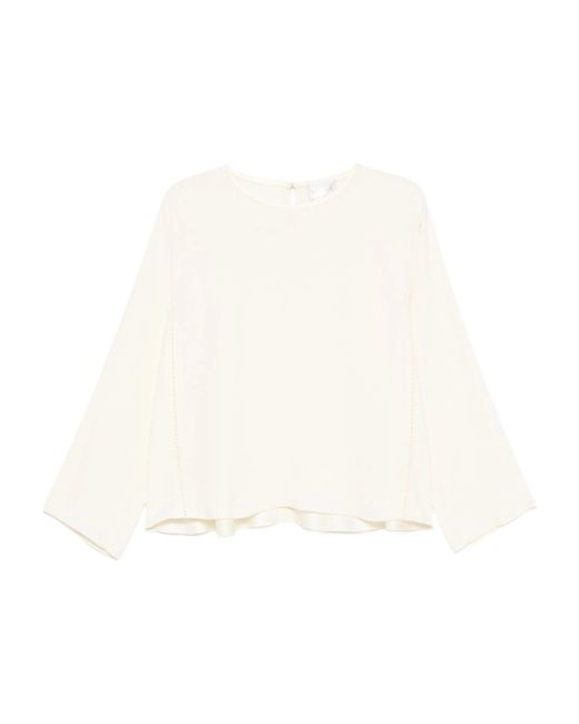 Forte Forte White Matte Anvers Satin Embroidered Top