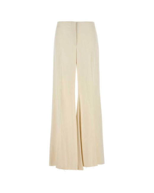 McQueen White Cream Satin Wide Leg Pant