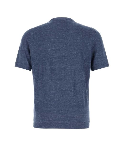 Brunello Cucinelli Blue Linen Blend Sweater