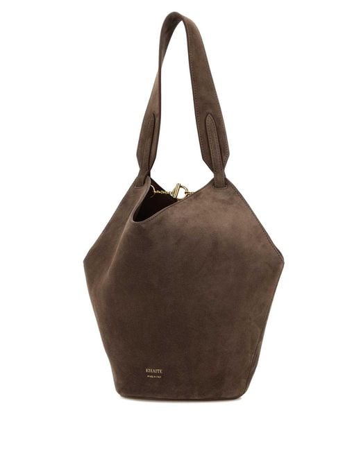 Khaite Brown Mud Suede Mini Lotus Shoulder Bag