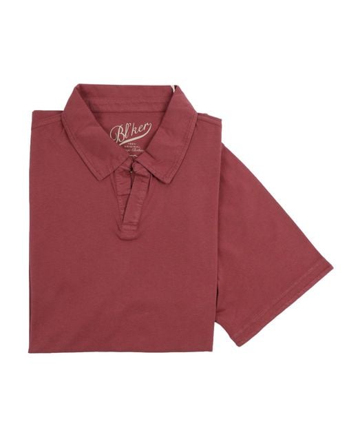 Bl'ker Red Polo Manica Corta Hamptons Senza Bottoni Jersey