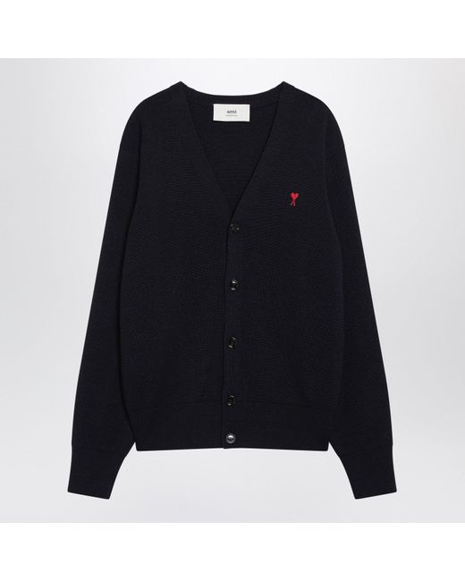 AMI Black Ami De Coeur Cardigan for men