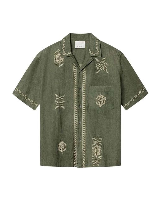 Isabel Marant Green Zekim Shirt With Embroidery