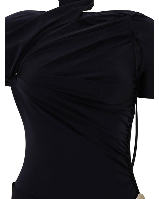 Coperni Black Asymmetrisch drapiertes Kleid