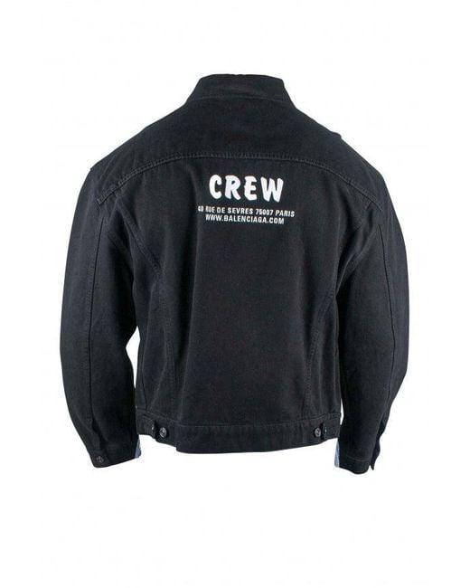 Balenciaga Black Denim Crew Logo Jacket for men