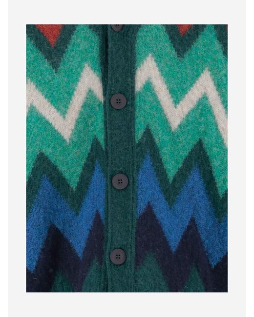 Howlin' By Morrison Green Wool Sweater With Geometric Pattern for men