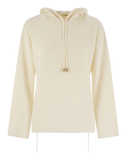 Fabiana Filippi Natural English Ribbed Hooded Sweater