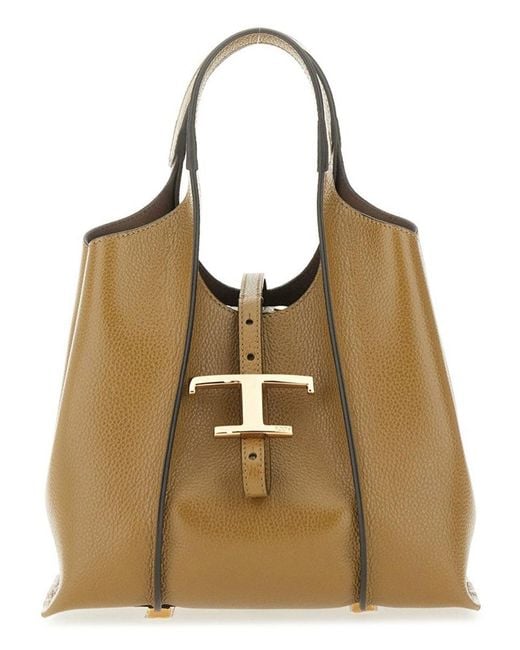 Tod's Brown "T Timeless" Mini Shopping Bag