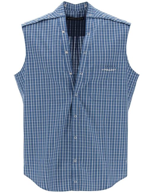 Y. Project Blue Sleeveless Madras for men