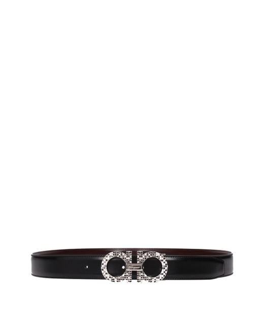Ferragamo Black Belt Leather/Copper
