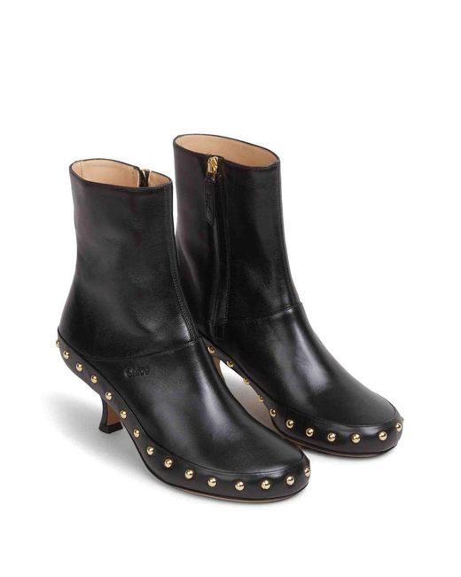 Chloé Black Round Toe Boots