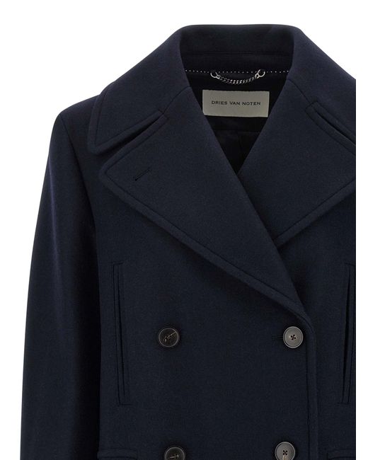 Dries Van Noten Droogt Van Noten 'vafel' Jas in het Blue