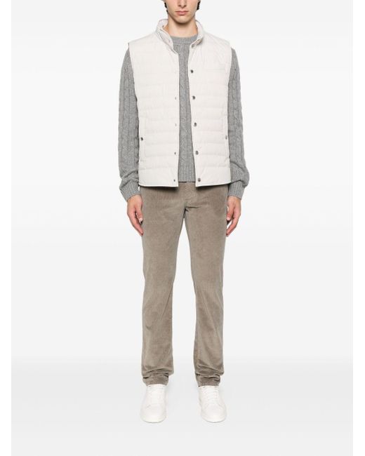 Brunello Cucinelli White Nylon Down Vest for men