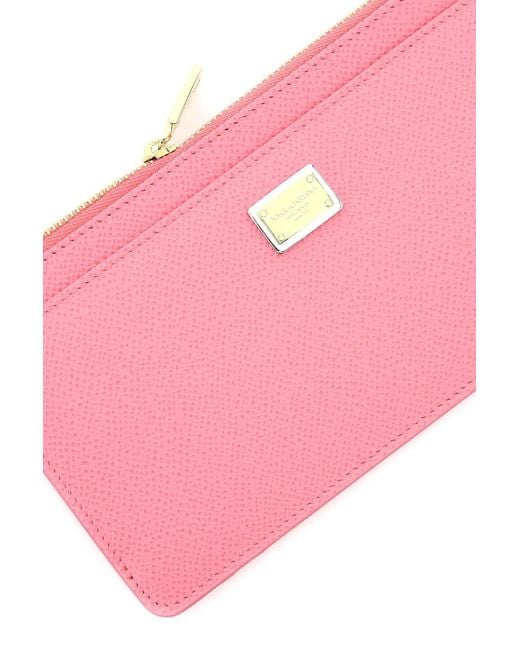 Card Holder Schech à Dauphine Calfskin Dolce & Gabbana en coloris Pink
