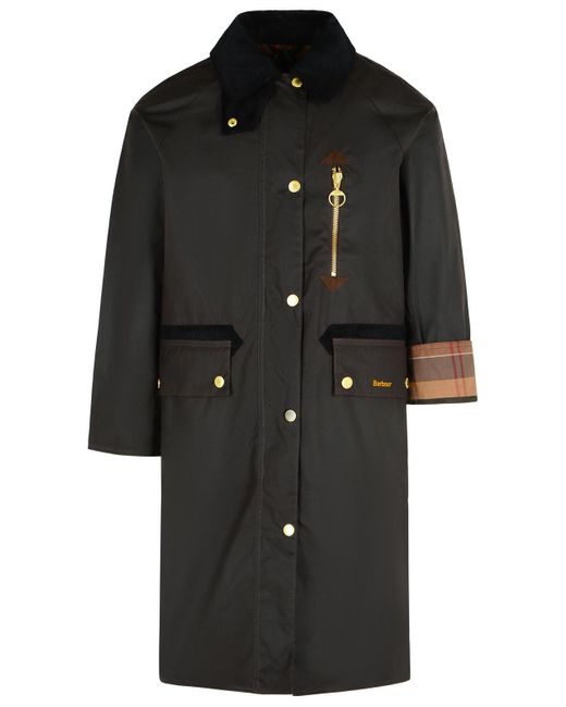 'Evette' Brun foncé à cire à cire de coton Barbour en coloris Black