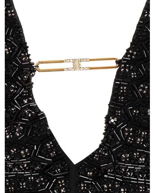 Elisabetta Franchi Black Form-Fitting Dress With Clean Lines