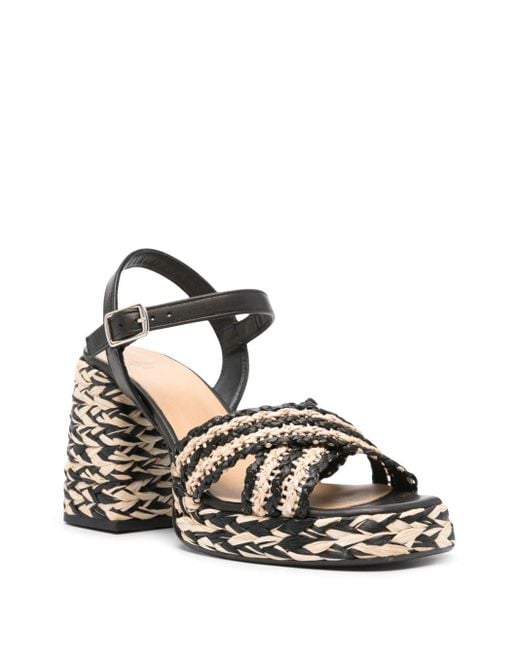 Castaner Metallic Vicen Raffia Heel Sandals