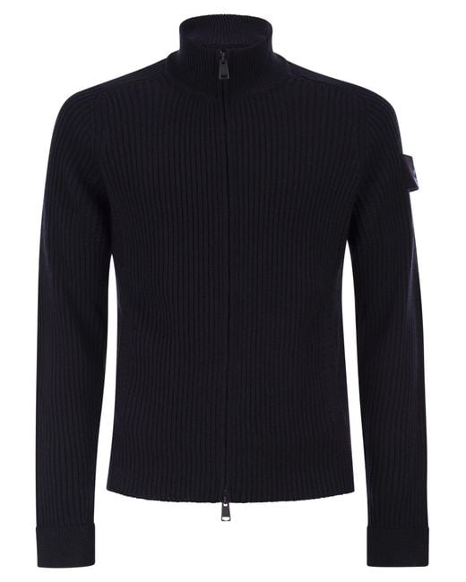 Premiata Blue Wool Cardigan With Zip for men