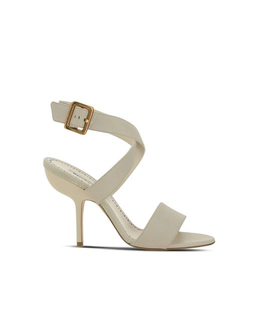 Manolo Blahnik Metallic Helua 105 Leather Sandals