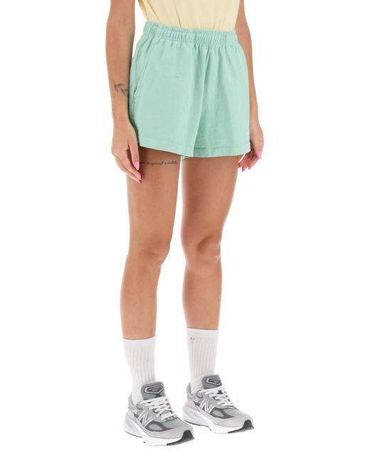 Sporty & Rich Green 'italic Logo' gestickte Disco -Shorts