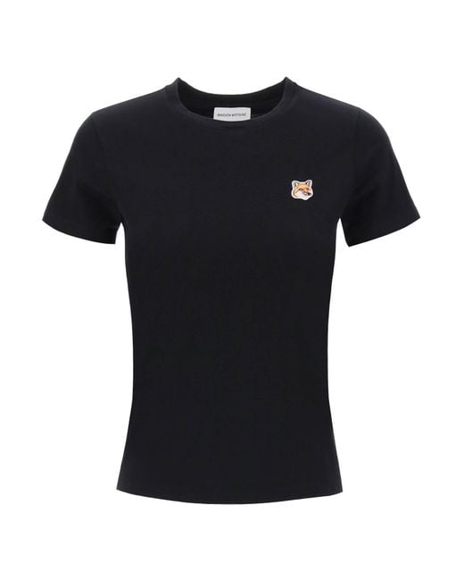 Maison Kitsuné Fox Head Crew Neck T -shirt in het Black