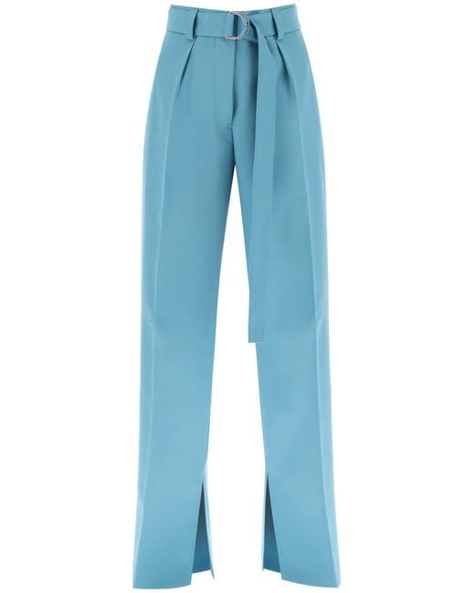 Pantalon à jambe large en laine claire Jil Sander en coloris Blue