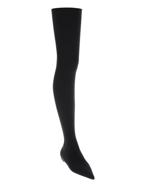 Dolce & Gabbana Black Stretch Jersey Oberschenkel hohe Stiefel