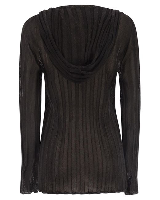 Fabiana Filippi Black Lurex Hooded Jumper