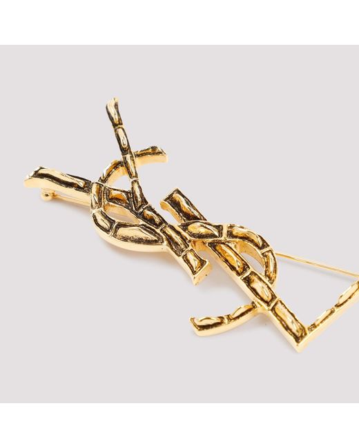 Saint Laurent Metallic Opyum strukturierte Coco-Brosche