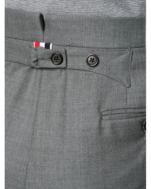 Thom Browne Gray Classic Straight Cut Wool Trousers With Turn-Ups