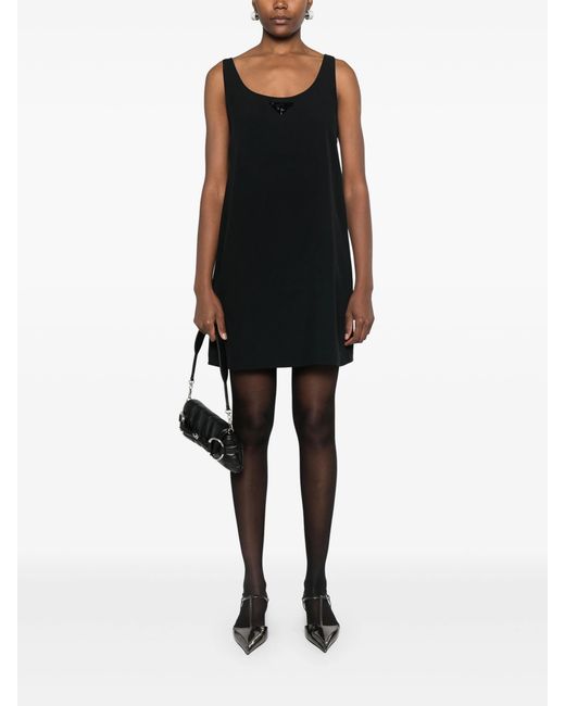 Prada Black Triangle-Logo Mini Dress