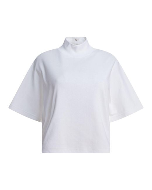 Alaïa White T Shirt With High Neck