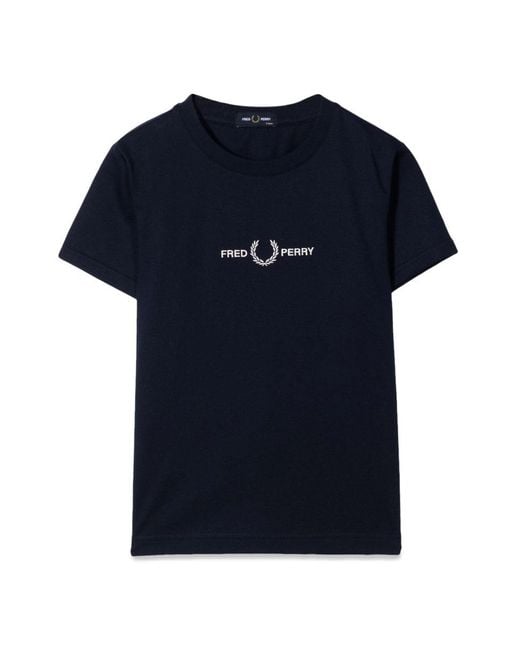 Fred Perry Blue Embroidered T Shirt