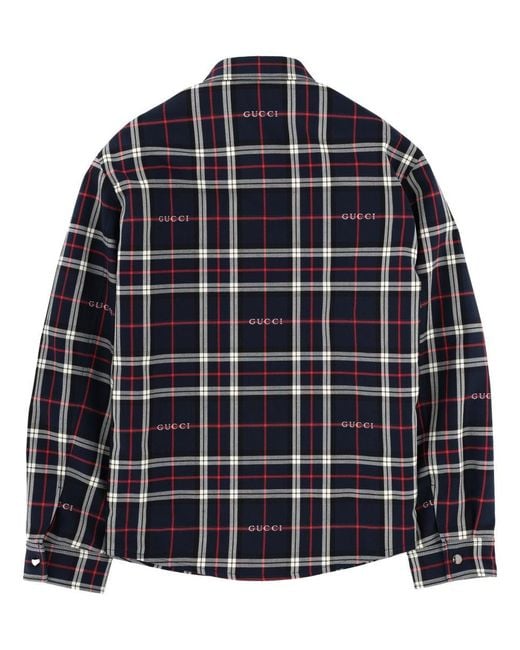 Gucci Blue Overshirt With Logo for men