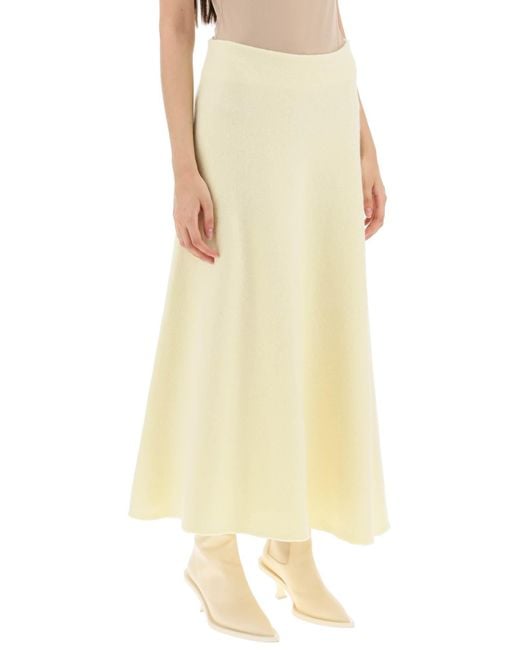 Jil Sander Yellow Wolle Strick -Midi -Rock